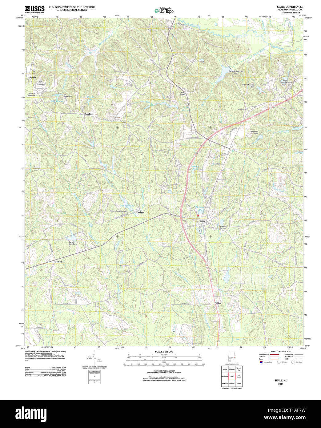 Carte TOPO USGS Alabama AL Seale 20110923 TM Banque D'Images
