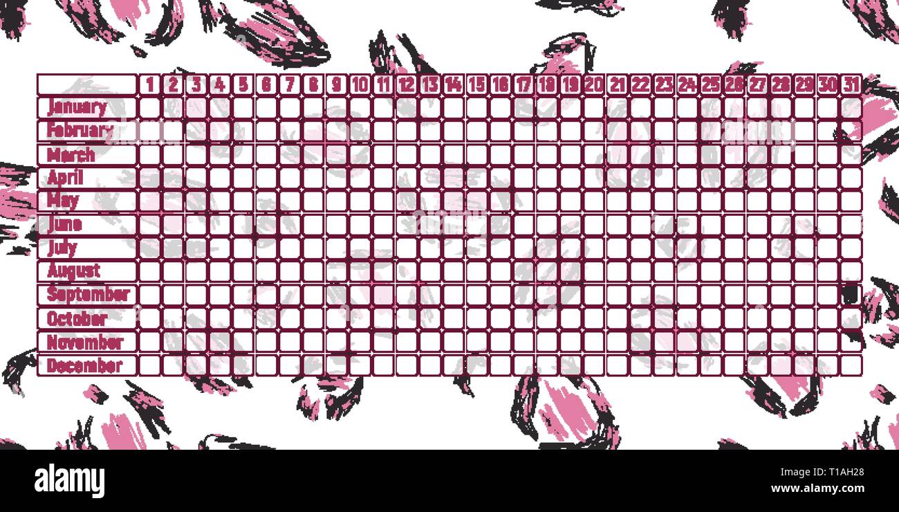 Calendrier des menstruations. Femme de la menstruation mensuelle. Vector illustration. Table vide. Leopard imprimer skin Illustration de Vecteur