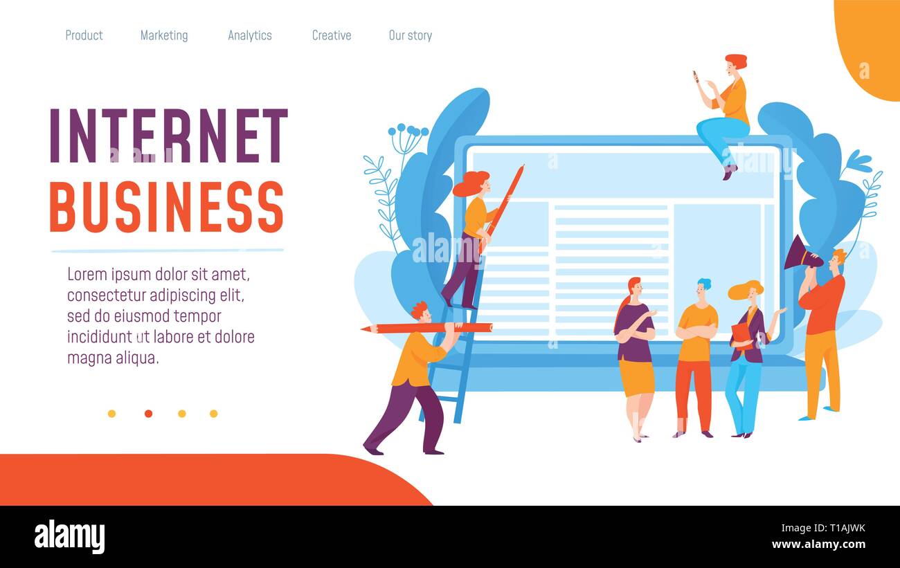 Concept d'affaires internet vecteur illustration créative avec les travailleurs. Illustration de Vecteur
