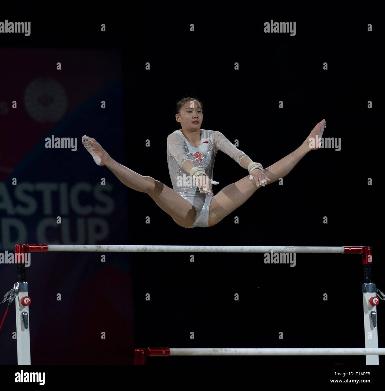 Jieyu Liu (Chine) vu en action lors de la Coupe du Monde de Gymnastique 2019 à Birmingham dans l'Arène de Genting. Banque D'Images