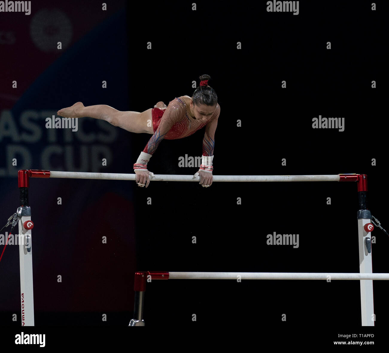 Carolann Heduit (France) vu en action lors de la Coupe du Monde de Gymnastique 2019 à Birmingham dans l'Arène de Genting. Banque D'Images
