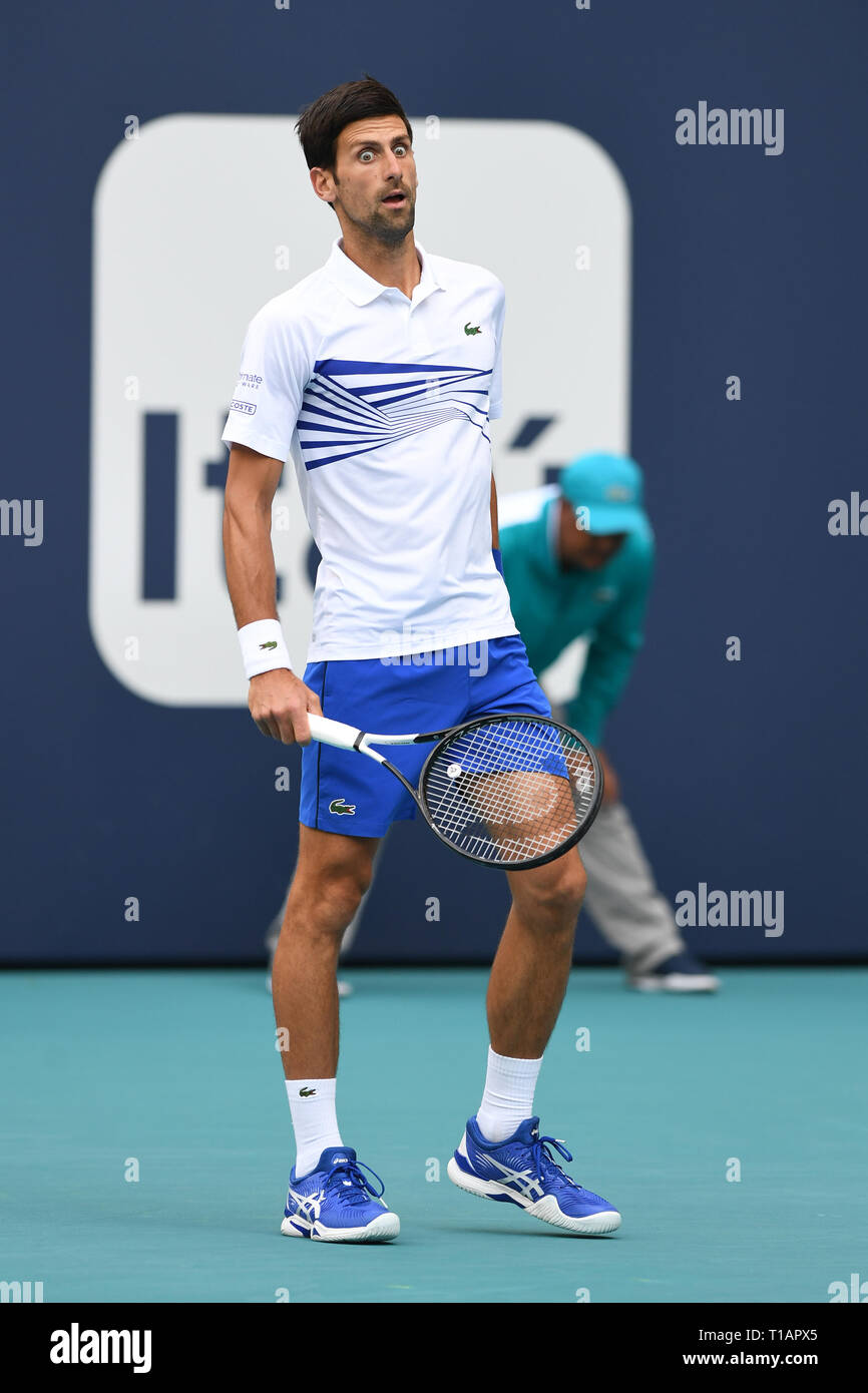 Jardins de Miami en Floride, USA. 24Th Mar, 2019. Novak Djokovic Vs Federico Delbonis Stade sur cour au cours de l'Open de Miami qui a eu lieu au Hard Rock Stadium le 24 mars 2019 à Miami Gardens, en Floride. Credit : Mpi04/media/Alamy Punch Live News Banque D'Images