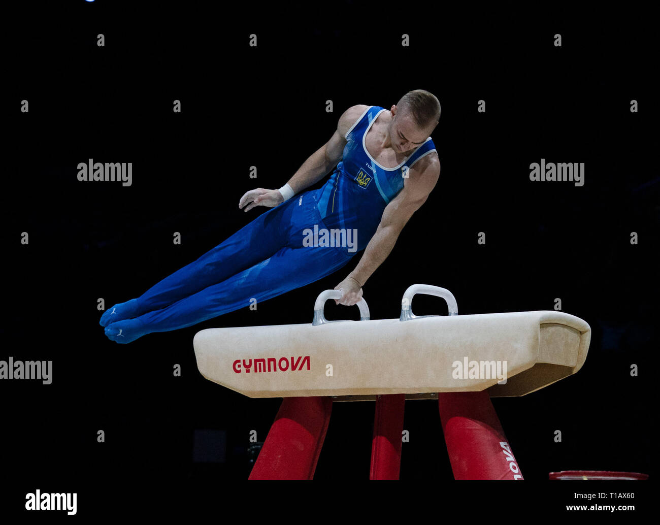 Petro Pakhniuk (Ukraine) en action lors de la Coupe du Monde de Gymnastique 2019 à Birmingham Arena de Genting. Banque D'Images