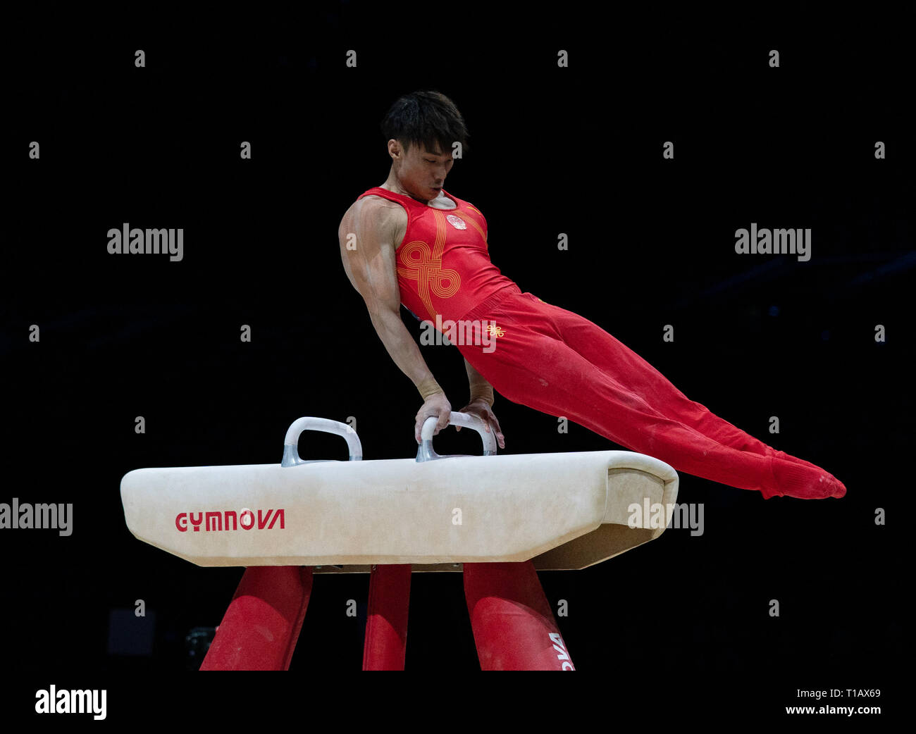 Sun Wei (Chine) en action lors de la Coupe du Monde de Gymnastique 2019 à Birmingham Arena de Genting. Banque D'Images