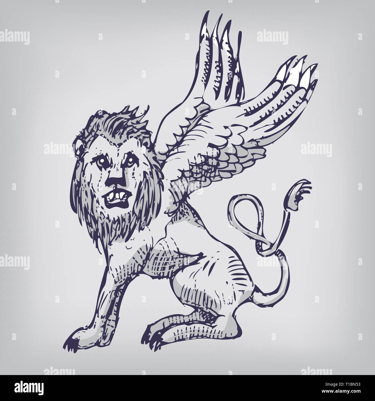 Lion avec des ailes Illustration de Vecteur