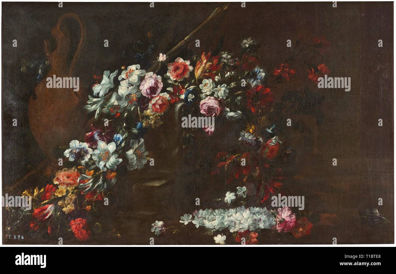 Marguerite Caffi / "Vase de fleurs". Dernier quart du XVII siècle. Huile sur toile. Musée : Musée du Prado, Madrid, España. Banque D'Images