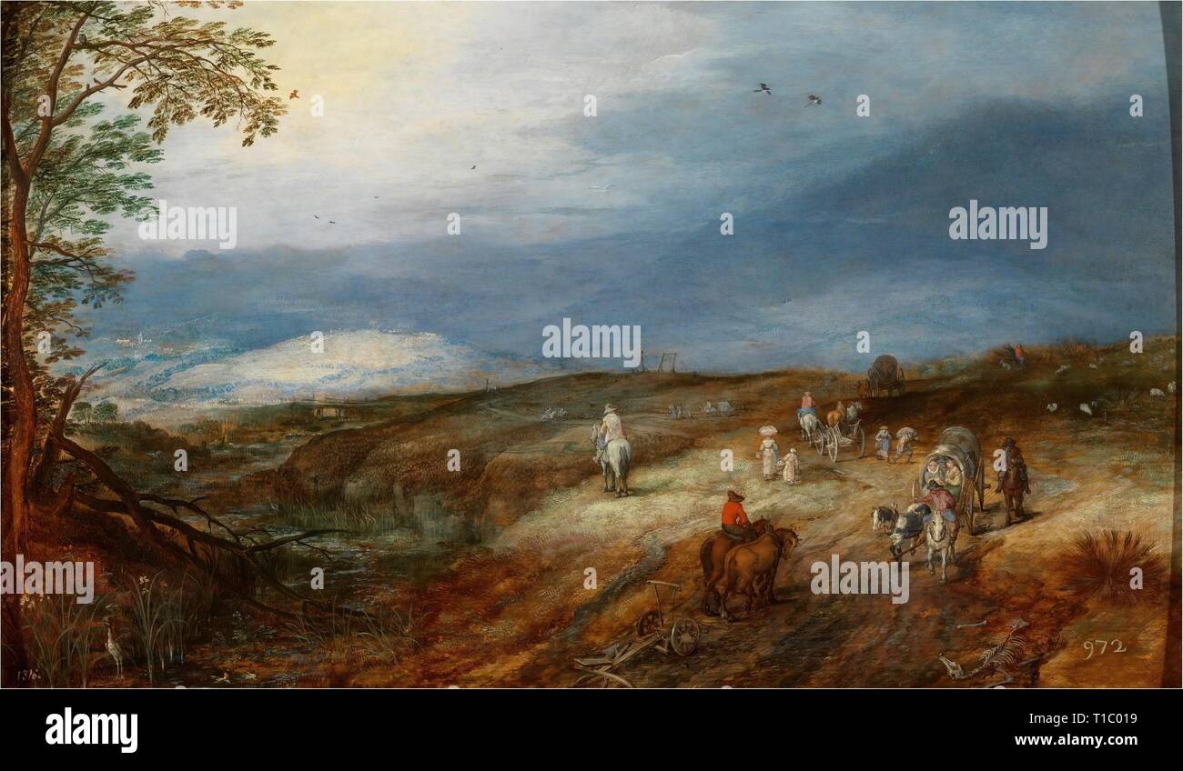 Jan Brueghel l'ancien (Jan Brueghel de Velours "') / 'Chemin dans une forêt'. 1600 - 1625. Huile sur panneau. Musée : Musée du Prado, Madrid, España. Banque D'Images