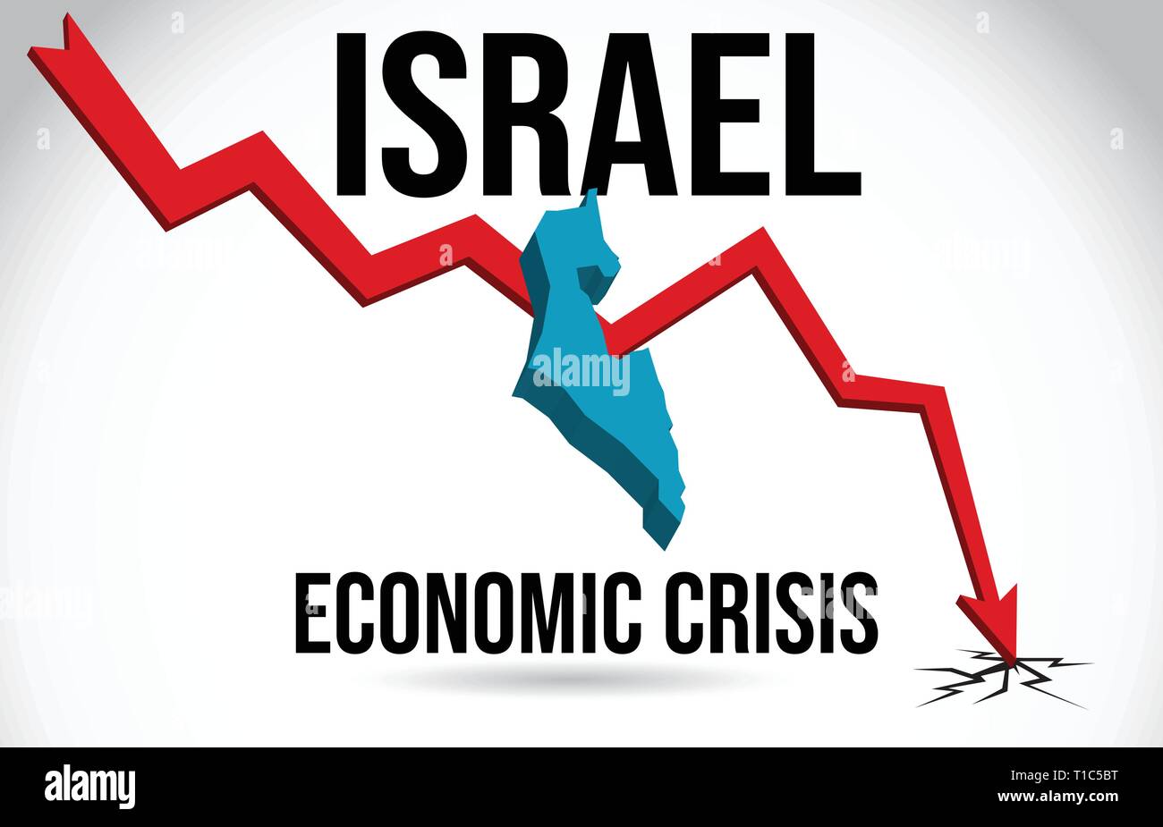 Carte Israël Crise financière l'effondrement économique du marché boursier Crise Mondiale Vector Illustration. Illustration de Vecteur