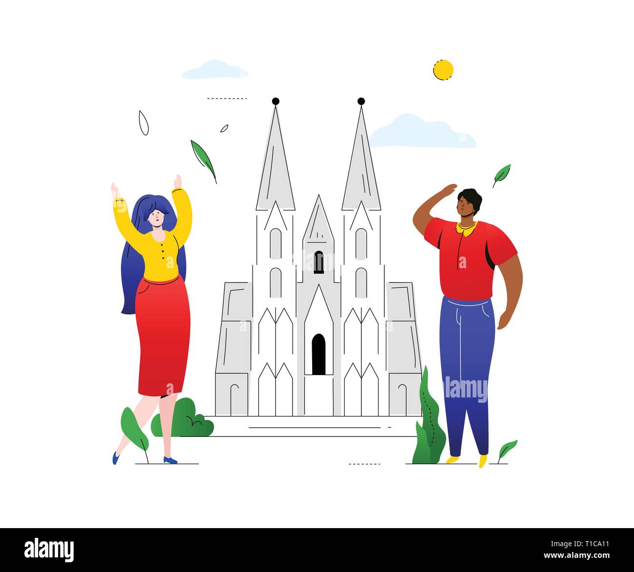 Voyage vers l'Allemagne - télévision couleur style design illustration Illustration de Vecteur