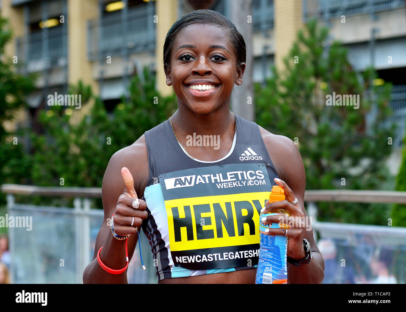 Desiree Henry, 100 mètres et 200 mètres, en compétition aux Great North City Games, British Athletics, Team GB Banque D'Images