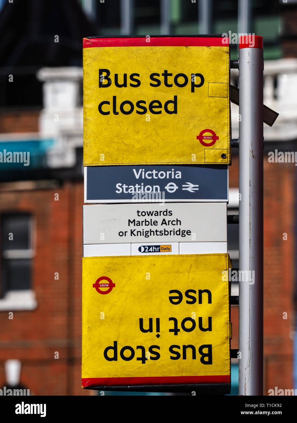 Signe à l'envers Banque D'Images