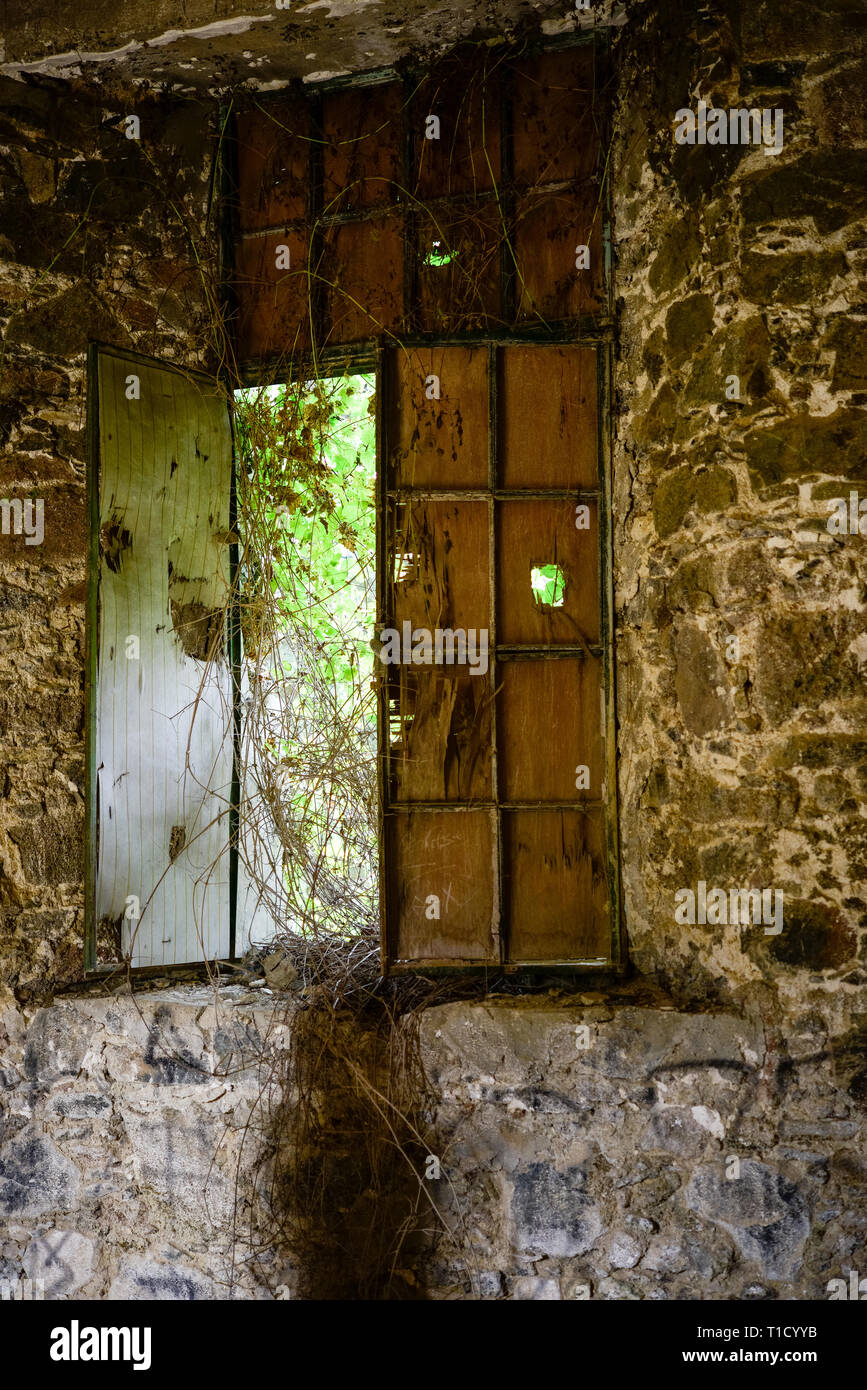 Bérengère Hôtel et la forêt de montagne - bâtiment abandonné dans Prodromos, Chypre Banque D'Images