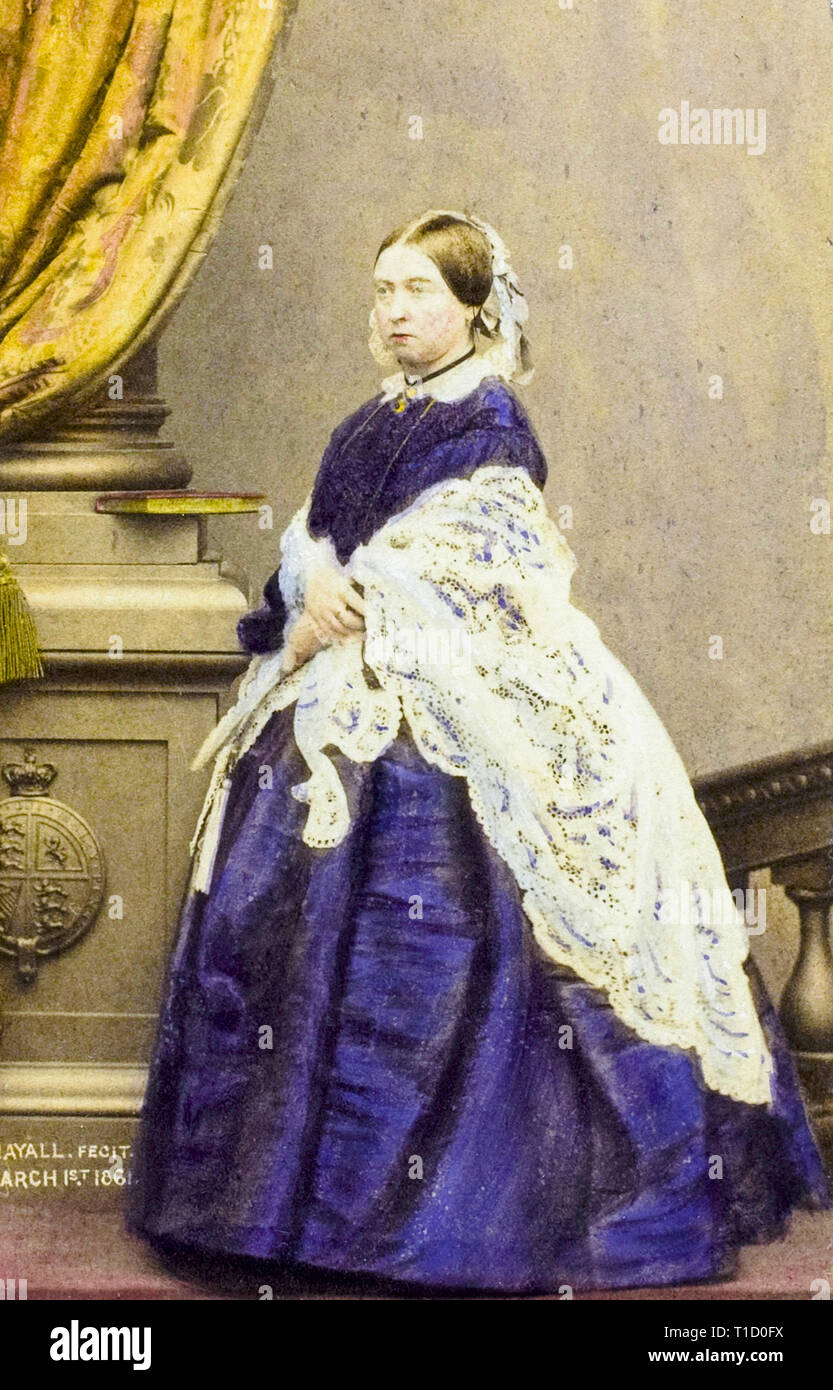 La reine Victoria, coloriés à la main portrait photographique par John Jabez Edwin Mayall, 1861 Banque D'Images