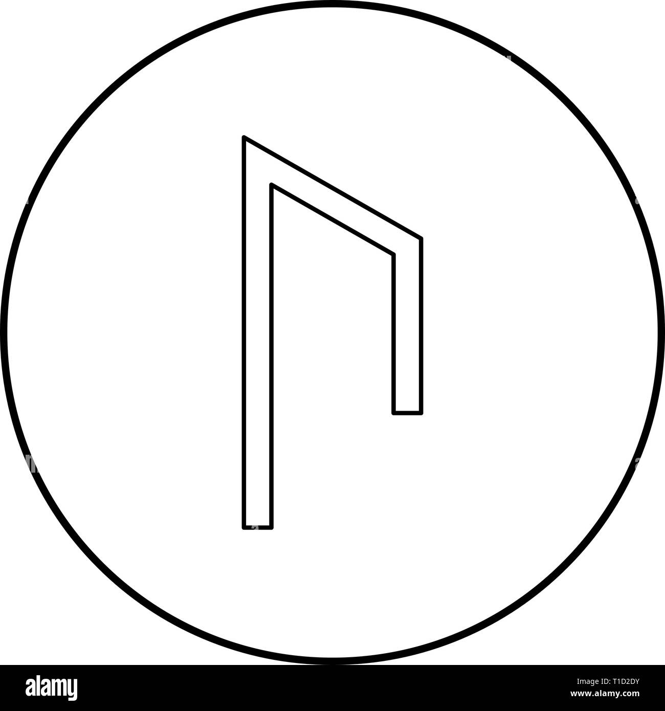 Rune Uruz Urus aurochs icône alimentation contours vecteur de couleur noire en cercle autour de l'image simple style illustration télévision Illustration de Vecteur
