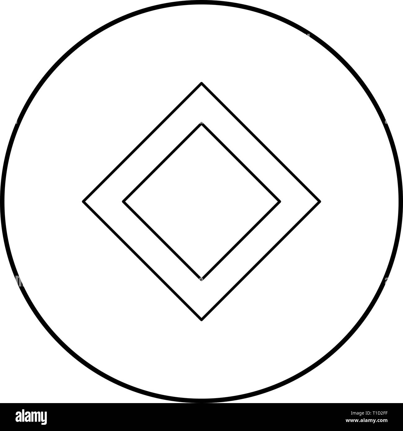 Rune Ingwaz ing vie Inguz icône symbole vecteur de couleur noir contour en cercle autour de l'image simple style illustration télévision Illustration de Vecteur