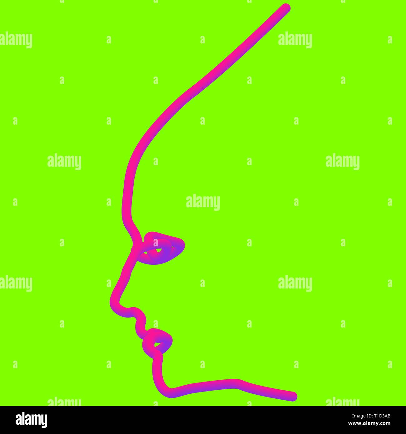 Homme d'une seule ligne. Vector illustration d'un homme noir visage sur un fond de couleur. Illustration de Vecteur