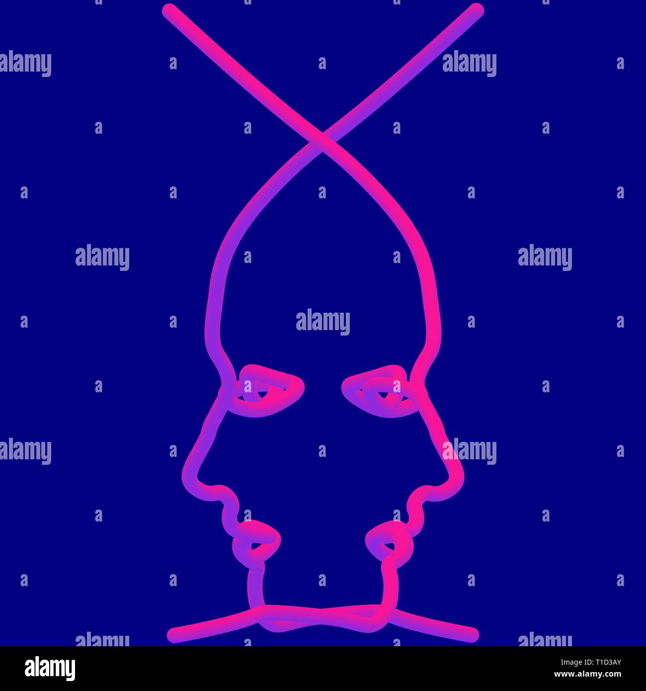 Deux personnes silhouettes tirées avec une seule ligne. Vector illustration simple. Sur un fond de couleur distincte. Illustration de Vecteur