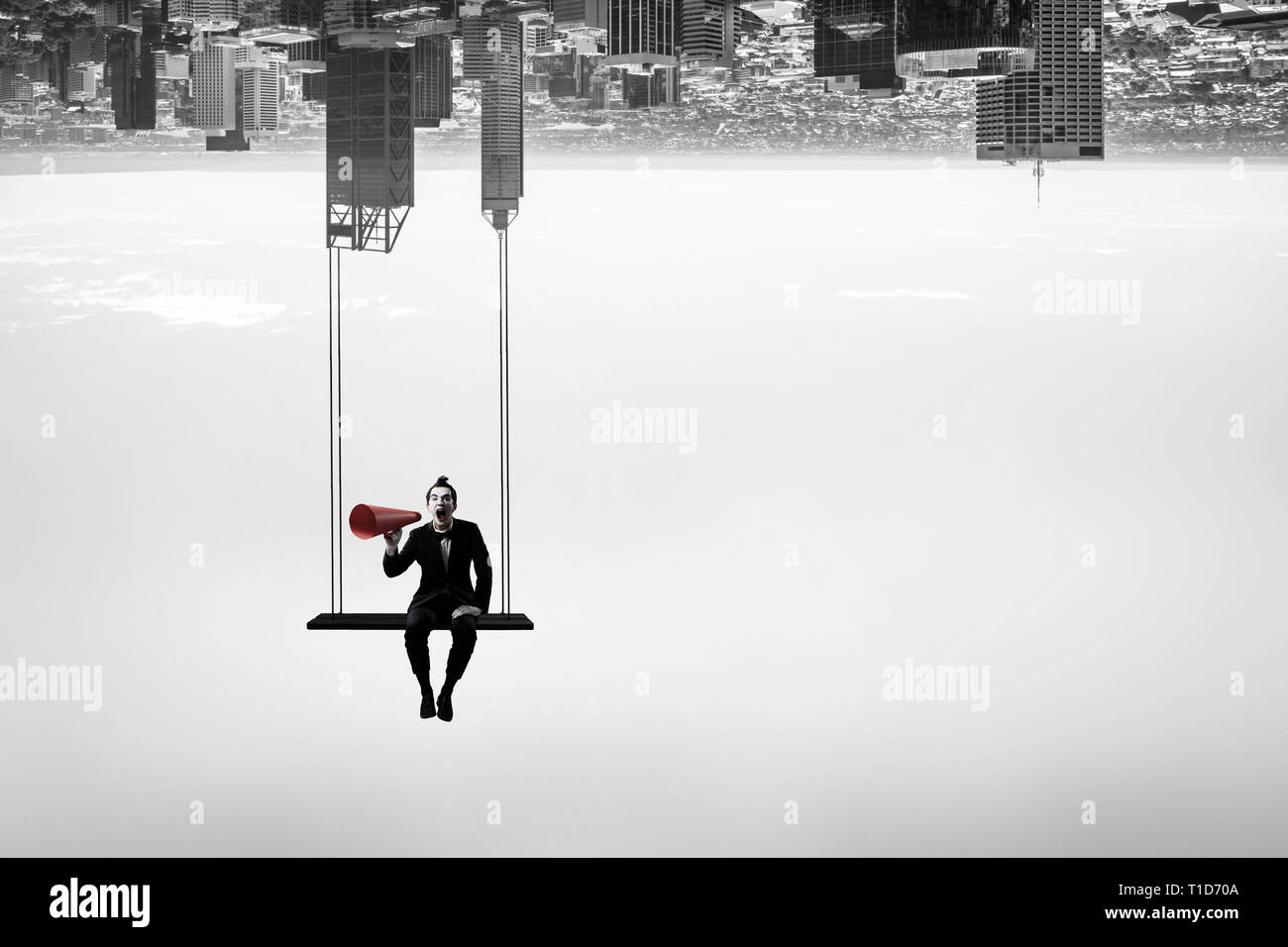 Jeune homme mime. Technique mixte Banque D'Images