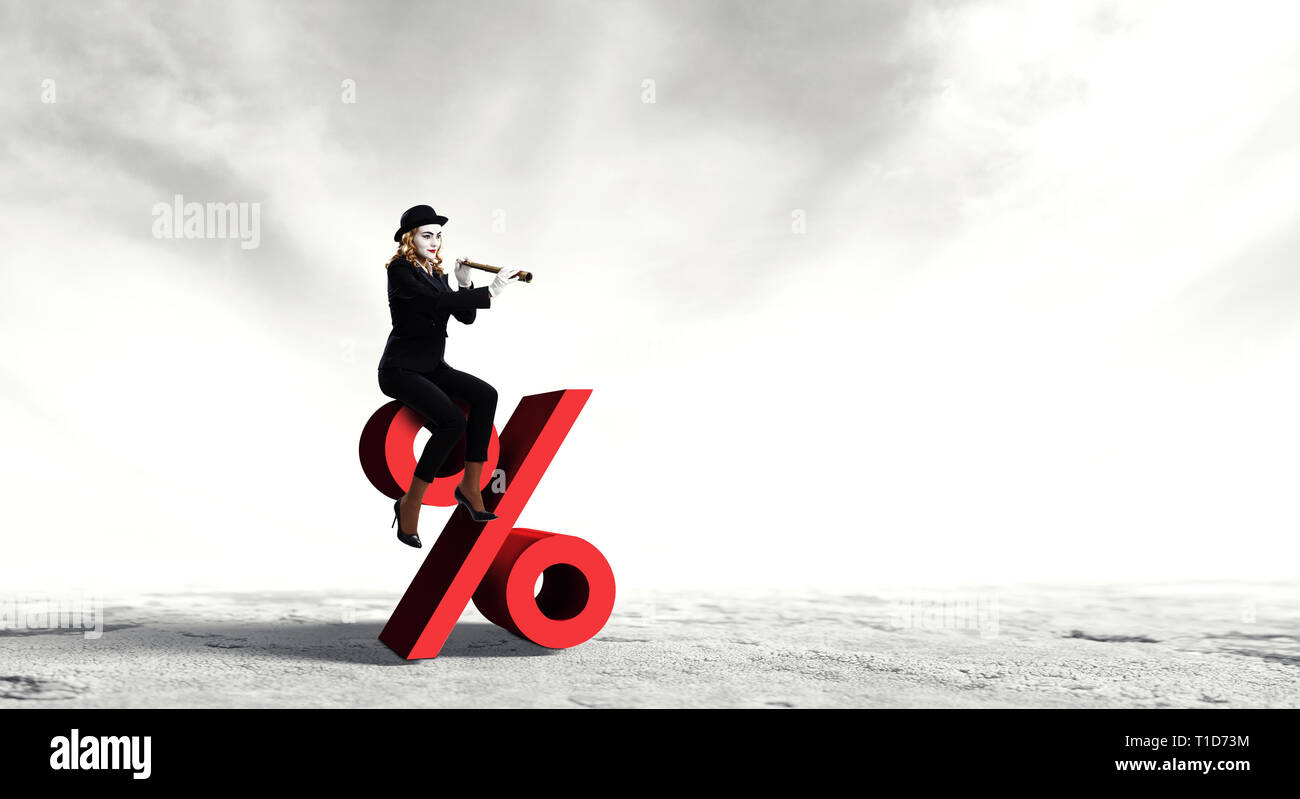 Jeune femme mime. Technique mixte Banque D'Images