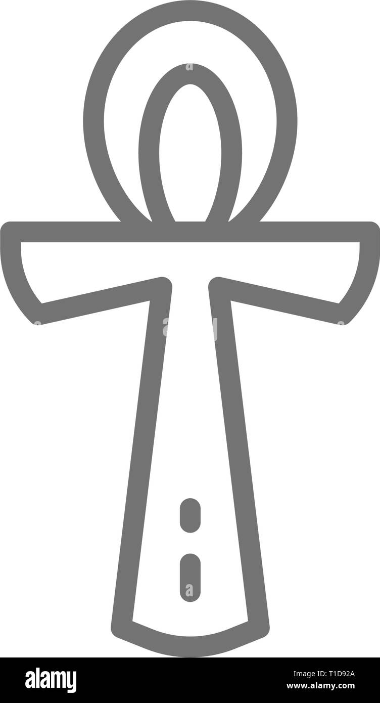 Ankh égyptienne, symbole religieux icône ligne. Isolé sur fond blanc Illustration de Vecteur