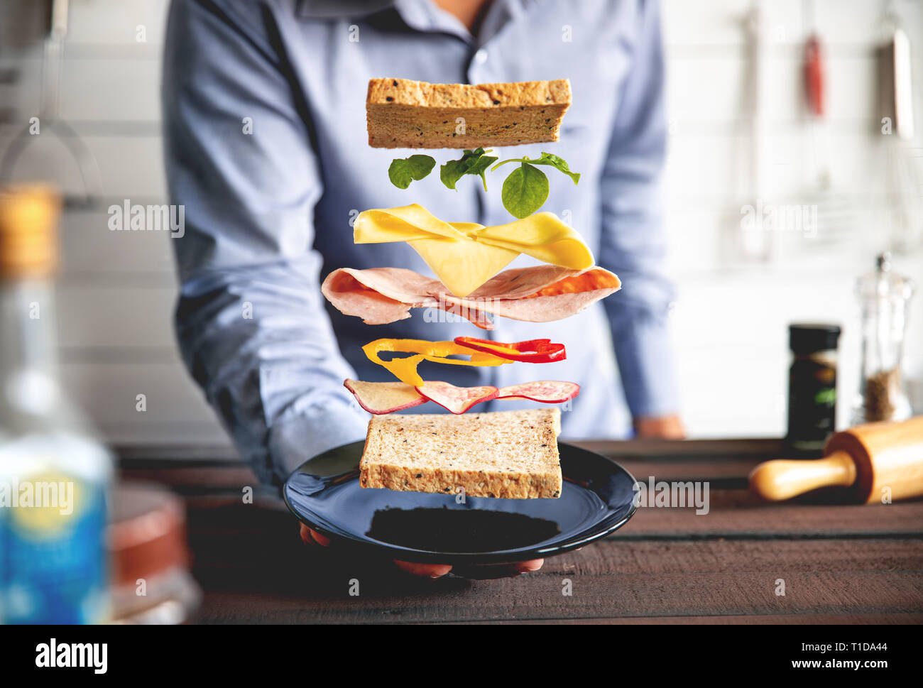 Cuisine en couches sandwich déconstruit Banque D'Images