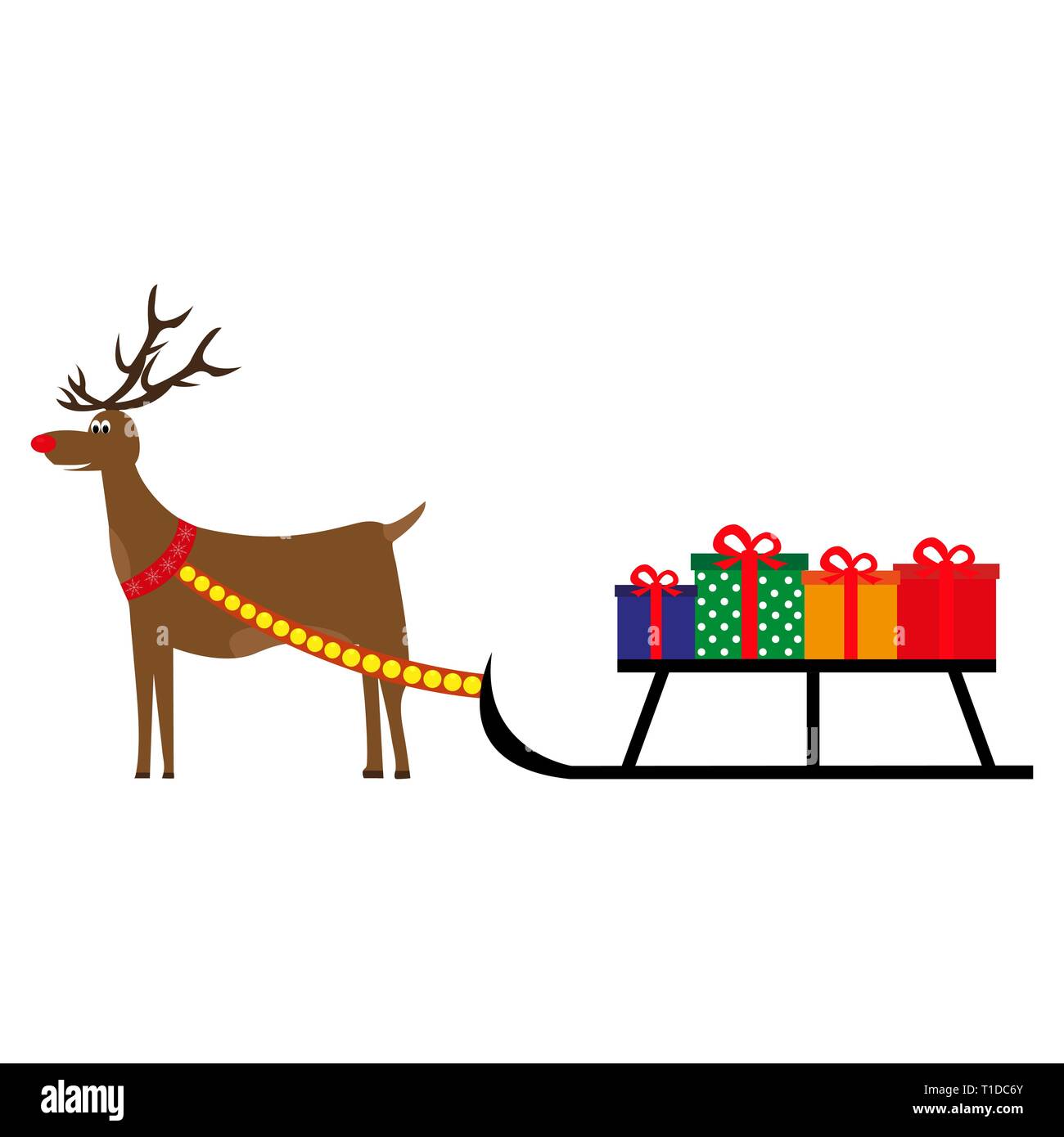 Cartoon deer porte Nouvelle Année cadeaux Illustration de Vecteur