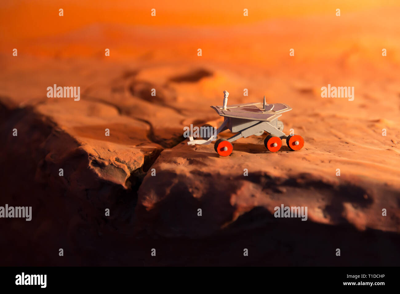 Cosmodrome - une miniature de la surface de Mars à l'affiche au Musée de l'espace. Banque D'Images