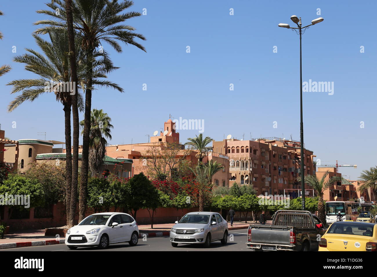 Route de Safi, Guéliz, Marrakech, ville nouvelle, Marrakesh-Safi région, le Maroc, l'Afrique du Nord Banque D'Images