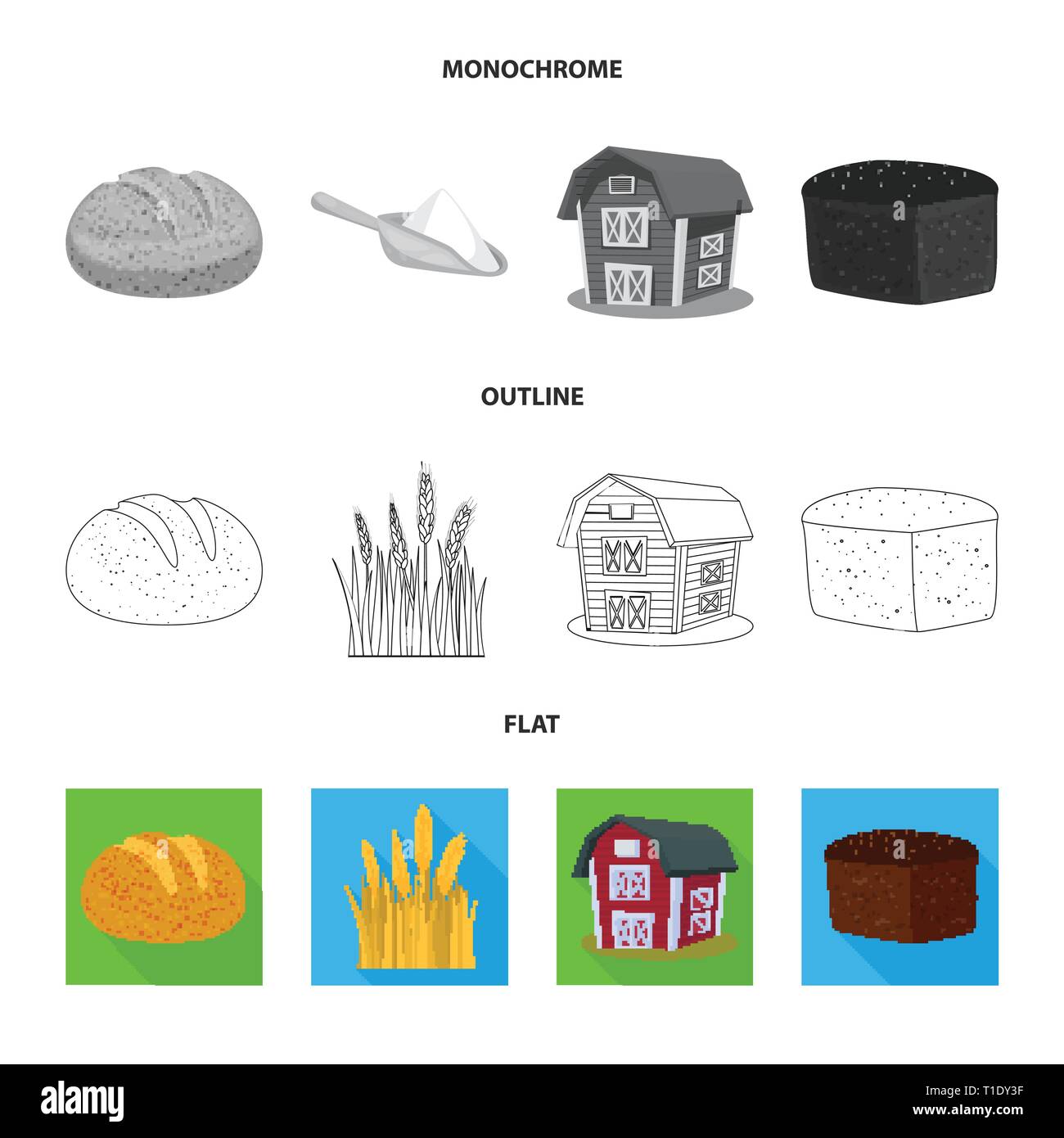Printemps,pain,grenier,spike,des,industrie,orge,brun,alimentation,terrain,automne,petit déjeuner,blé,chignon,sain,Culture,campagne,glucides,remise,snack,pain,chalet,mûrs,farine,cuire,agriculture,immobilier,agriculture,plantes,seigle blé,maïs,grain,récolte,ferme,,champ,set,icône,,illustration,collection,isolé,design,graphisme,élément vecteur vecteurs,signer , Illustration de Vecteur