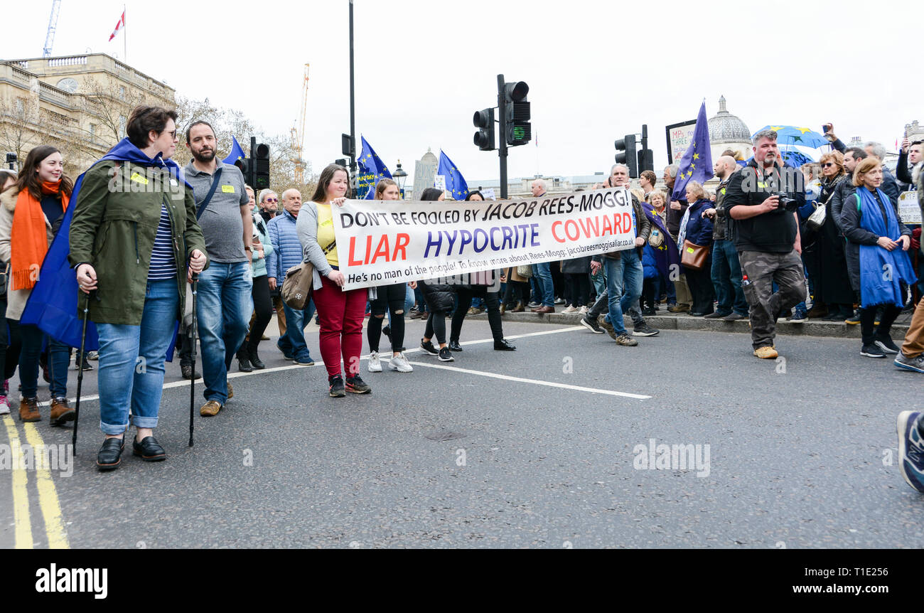 Londres, Angleterre, Royaume-Uni. 23 mars 2019. Vote du peuple de protestation anti Brexit Banque D'Images