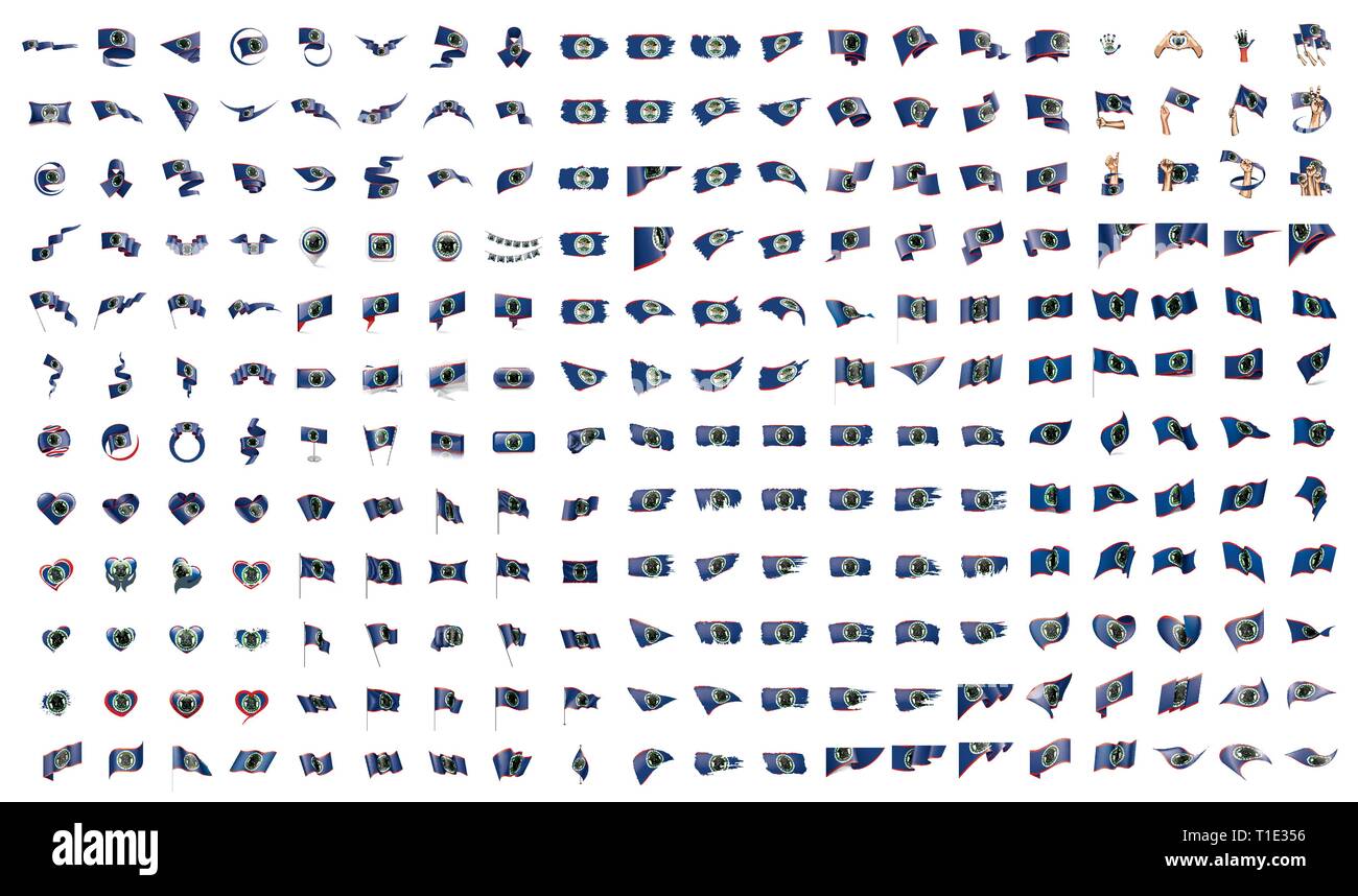 Très grande collection de drapeaux de vecteur de la Belize Illustration de Vecteur