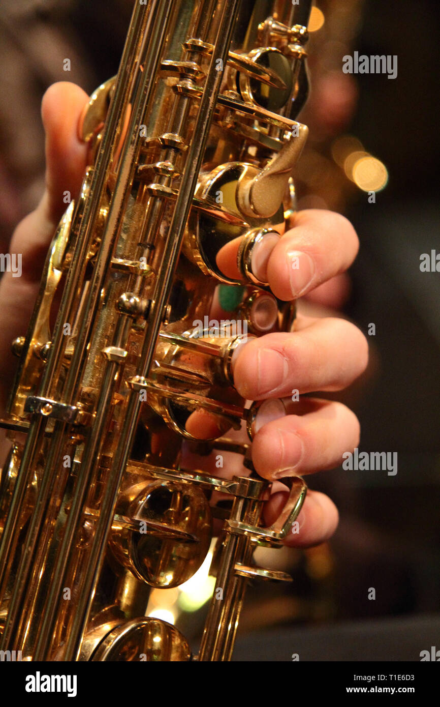 De Saxophone touches de jeu Banque D'Images