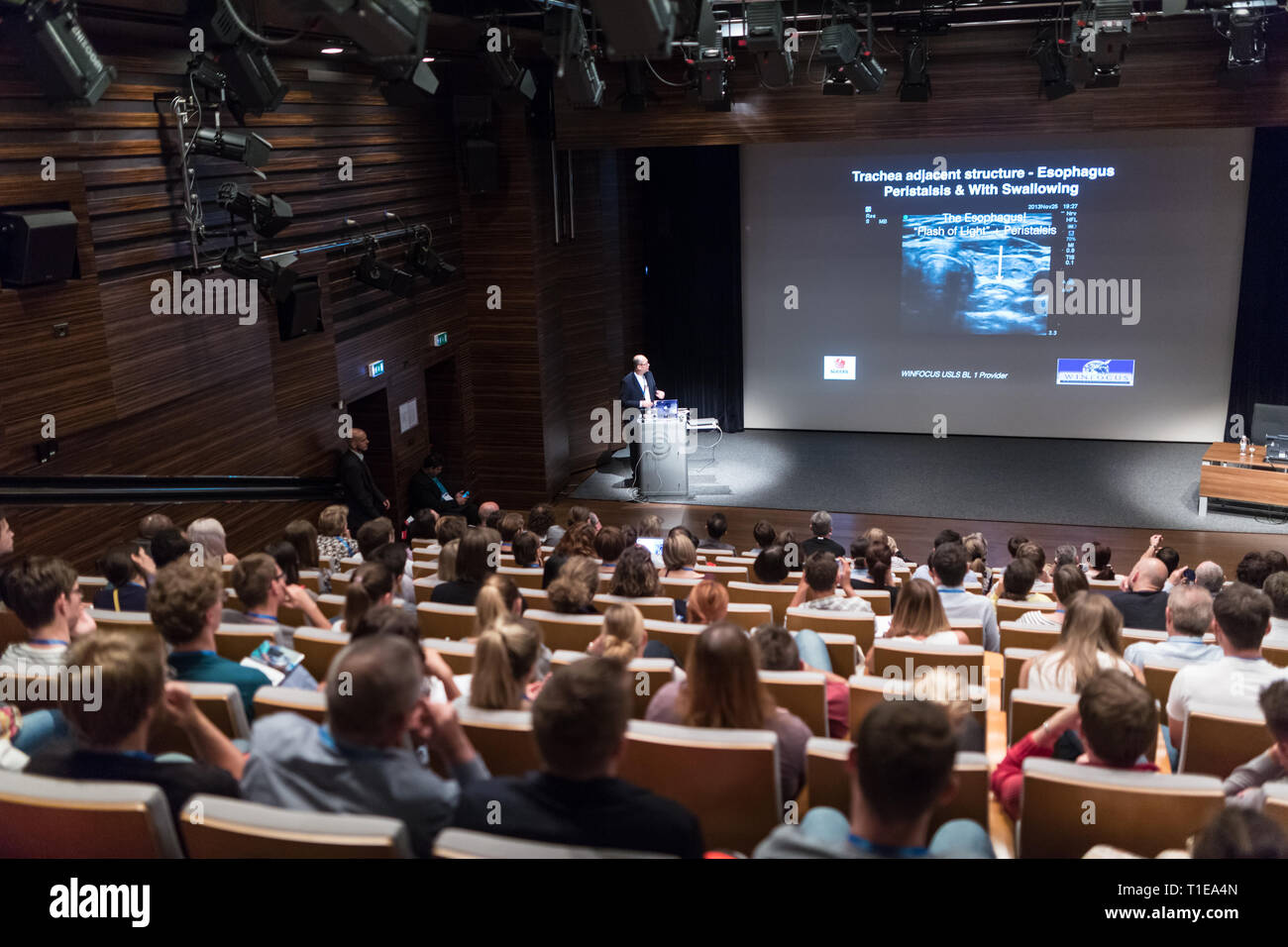 Expert médical une conférence sur le diagnostic en médecine sur 12ème Winfocus World Congress on 8 Septembre, 2016 à Ljubljana, Slovénie. Banque D'Images