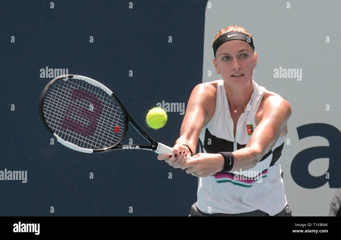 Miami, Floride, USA. Mar 25, 2019. Petra Kvitova (CZE) bat Caroline Garcia (FRA) 6-3, 6-3, au Miami Ouvrir joué au Hard Rock Stadium de Miami. © 2010 Tennisclix/Kinne Karla/CSM/Alamy Live News Banque D'Images