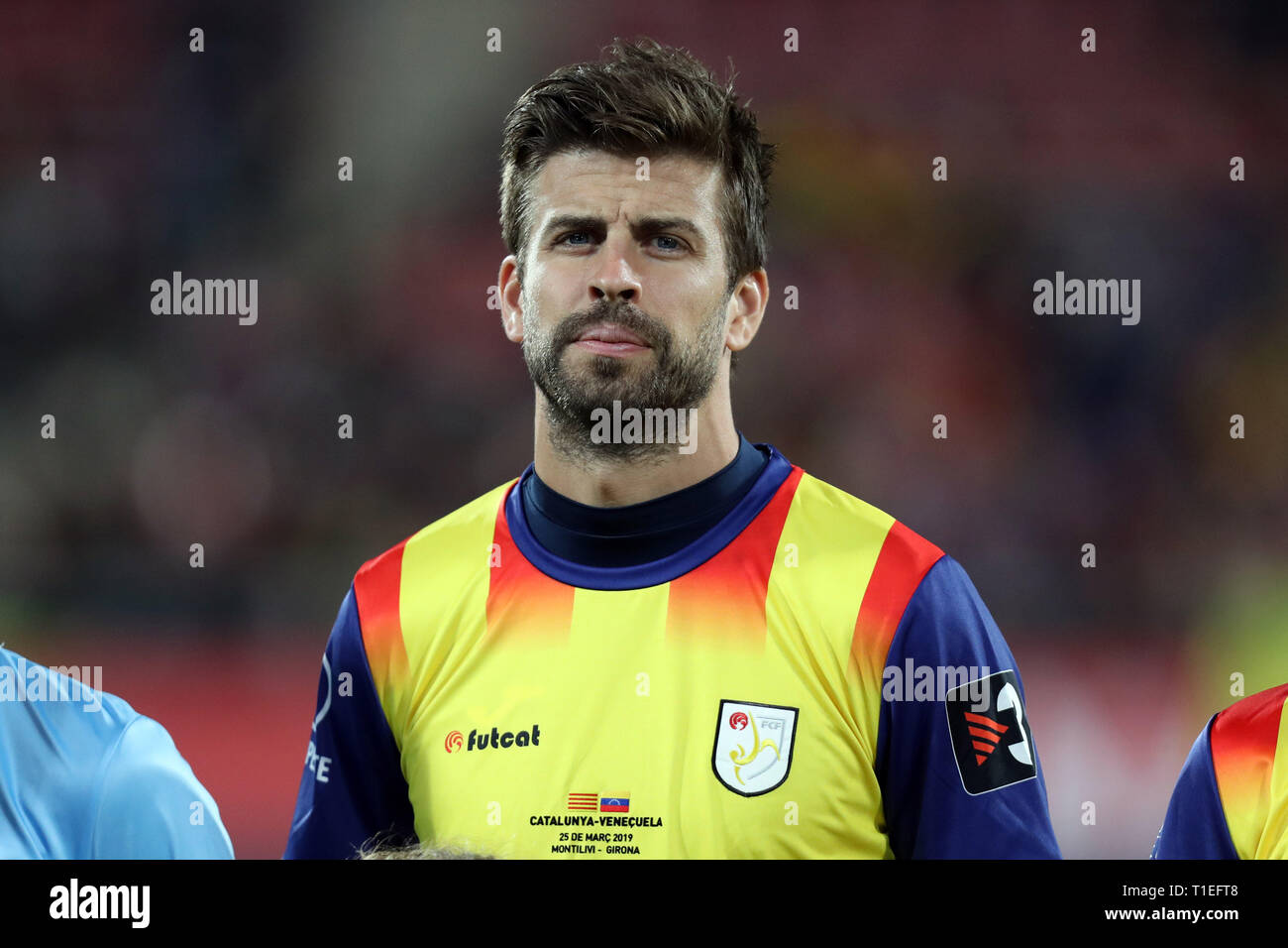 Girona, Espagne. Mar 25, 2019. 25 mars 2019 - Gérone, Catalogne, Espagne - Gerard Pique de Catalogne pendant le match de football entre la Catalogne et le Venezuela le 25 mars 2019 au stade Montilivi à Gérone, Espagne. Credit : Manuel Blondeau/ZUMA/Alamy Fil Live News Banque D'Images