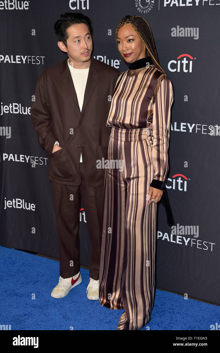 Sonequa Martin-Green Steven Yeun et l'écran de télévision CBS Tous les accès de la série "Twilight Zone" à la 36e Paleyfest en 2019 au Kodak Theater, Hollywood. Los Angeles, l'utilisation dans le monde entier 24.03.2019 | Banque D'Images