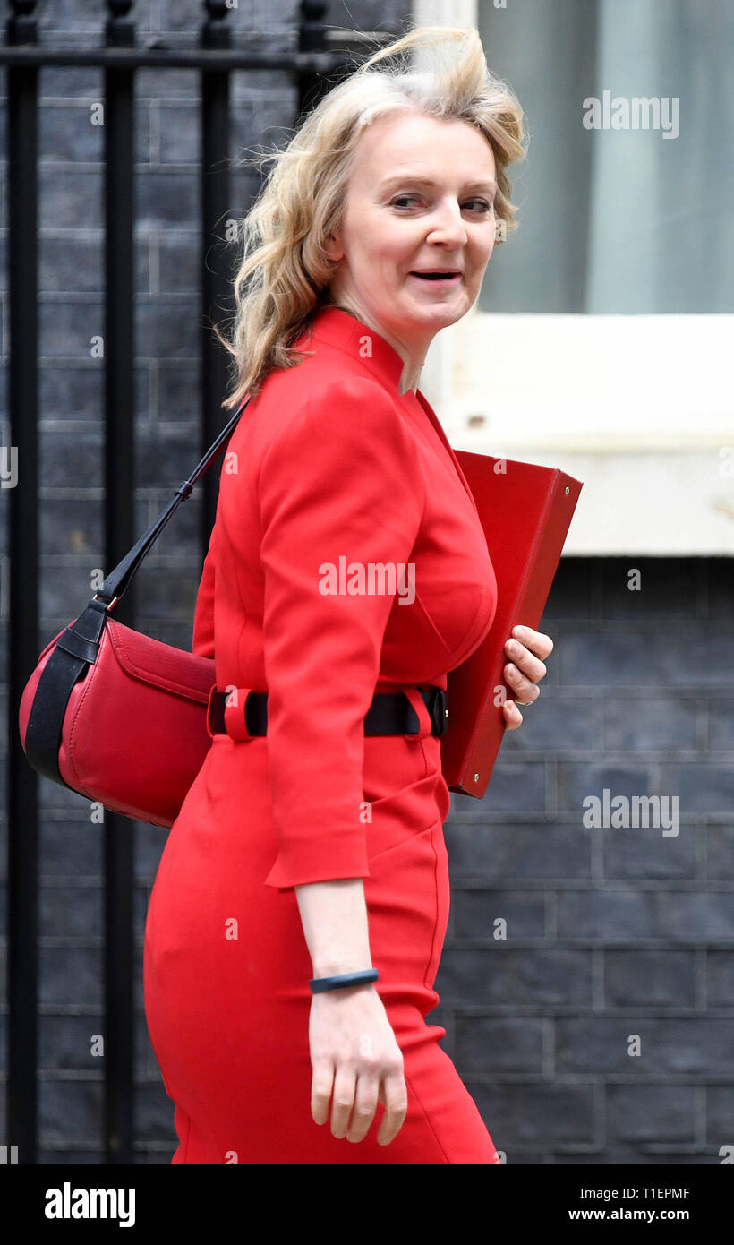 Londres, Royaume-Uni. Mar 26, 2019. Réunion du Cabinet. Les membres du gouvernement du Theresa peut assister à la réunion hebdomadaire du Cabinet à l'intérieur Numéro 10 Downing Street. Elizabeth Truss, député Secrétaire en chef au Trésor laissant numéro 10. Photo par : andrew parsons/Alamy Live News Banque D'Images