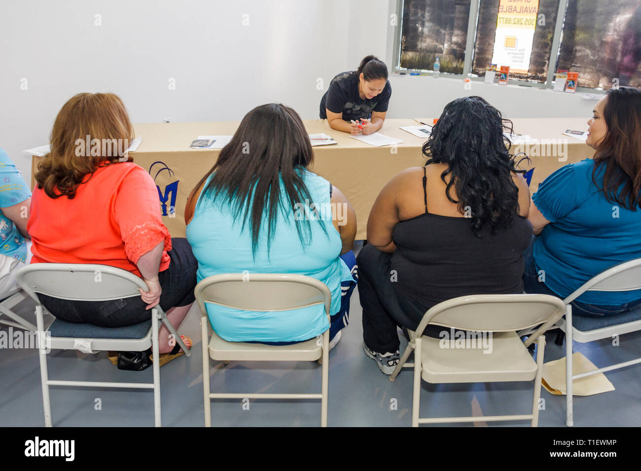 Miami Florida, boutiques à Midtown, le plus grand perdant, TV show, télé réalité, audition, triout, casting, surpoids obésité graisse lourd ploump rotund St Banque D'Images