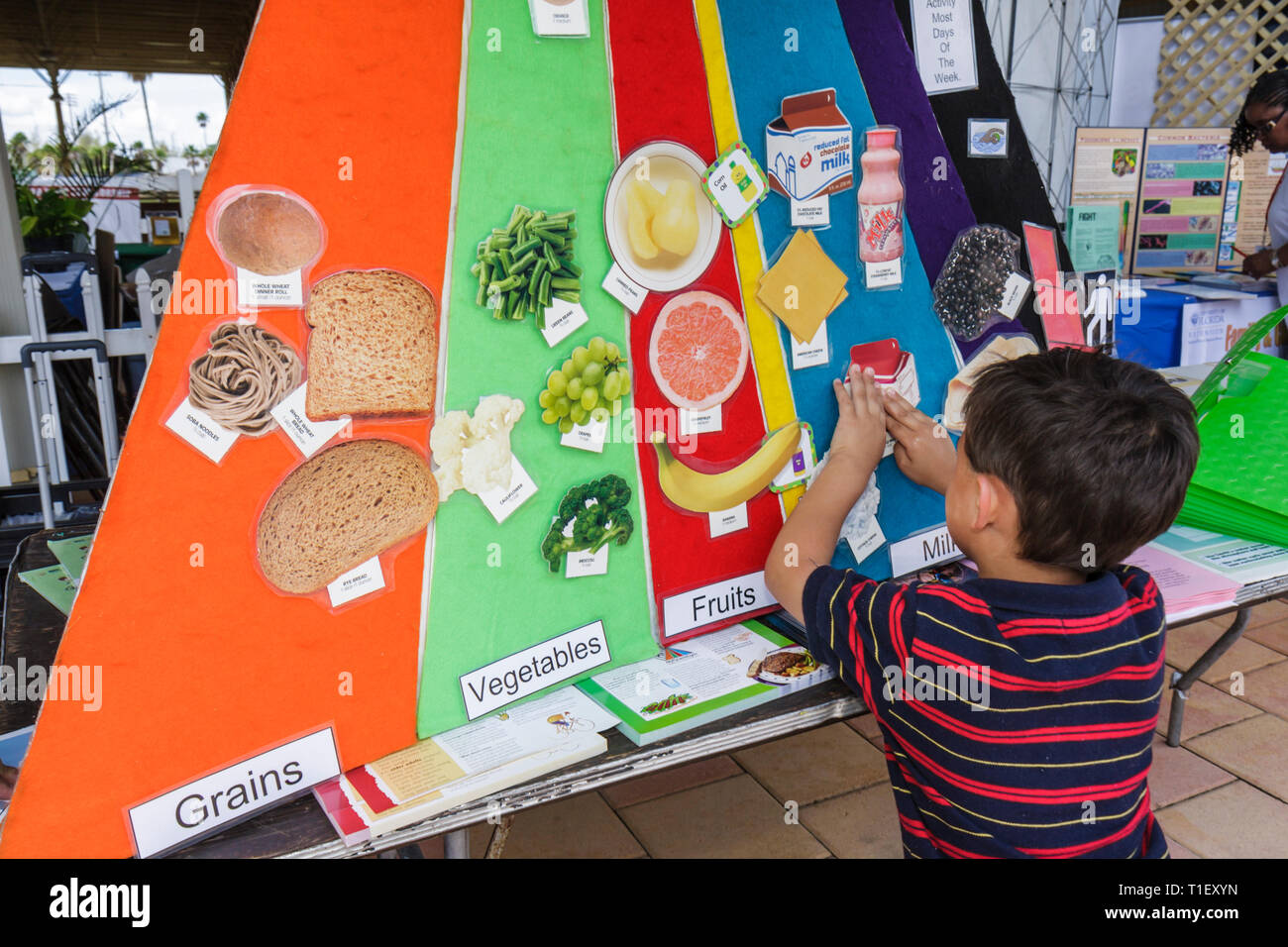 Miami Florida,Kendall,Tropical Park,Miami International Agriculture & Cattle Show,élevage,commerce du bétail,industrie agroalimentaire,alimentation,pyramide,petit garçon hispanique Banque D'Images