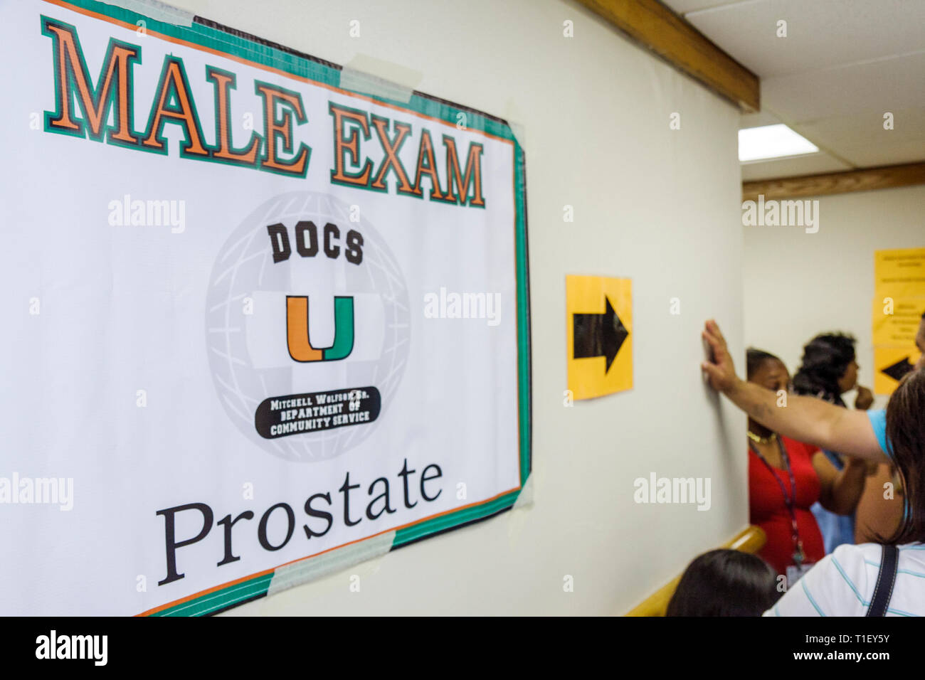 Miami Florida,Liberty City,Jessie Trice Community Health Centre,Fair,Free Care,exam,Sign,masculin examen,prostate,cancer,criblage,glande,mâle genitalia,low Banque D'Images