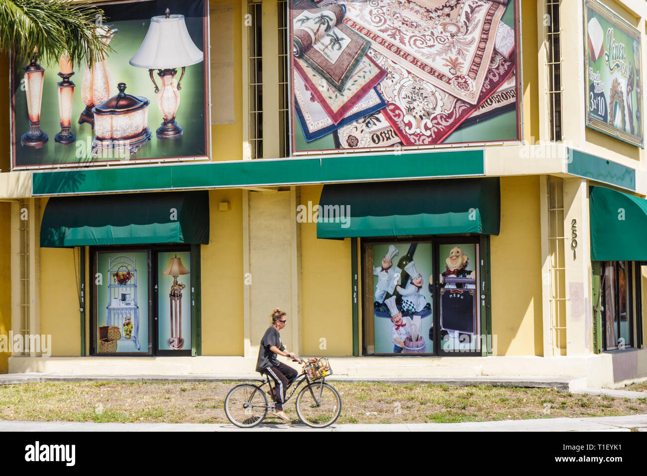 Miami Florida,NW 20th 20 Street,magasin de vente en gros,point de vente,décoration,décoration intérieure,peintures murales,publicité publicitaire,fenêtre de magasin,adulte femme Banque D'Images