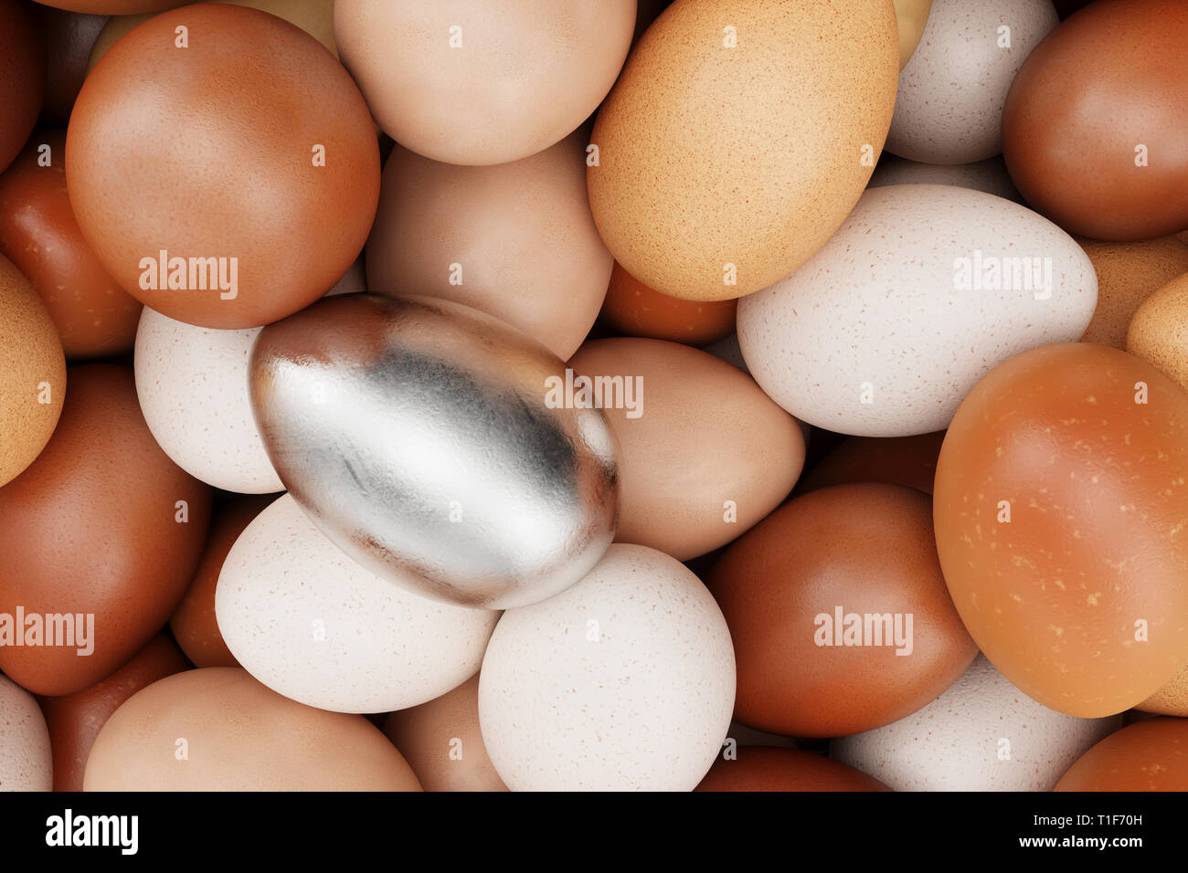 Seul œuf en or blanc, la notion d'individualité, de l'exclusivité et la réussite dans la vie. Or blanc unique oeuf. L'œuf en or blanc - vue d'en haut. Symbole de t Banque D'Images