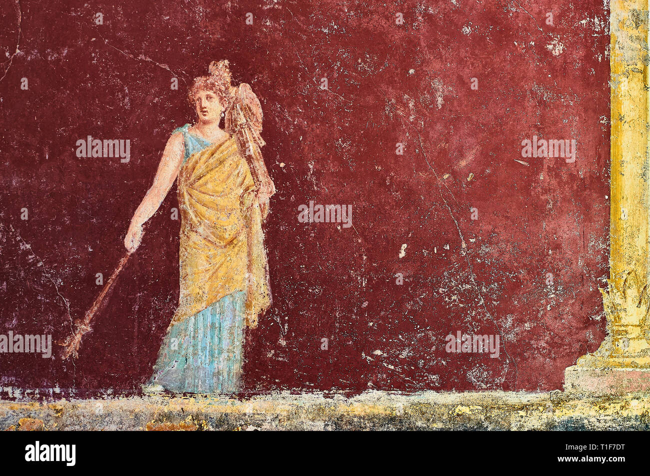 La figure d'une femme peint d'une fresque dans une domus de Pompéi, Italie Banque D'Images