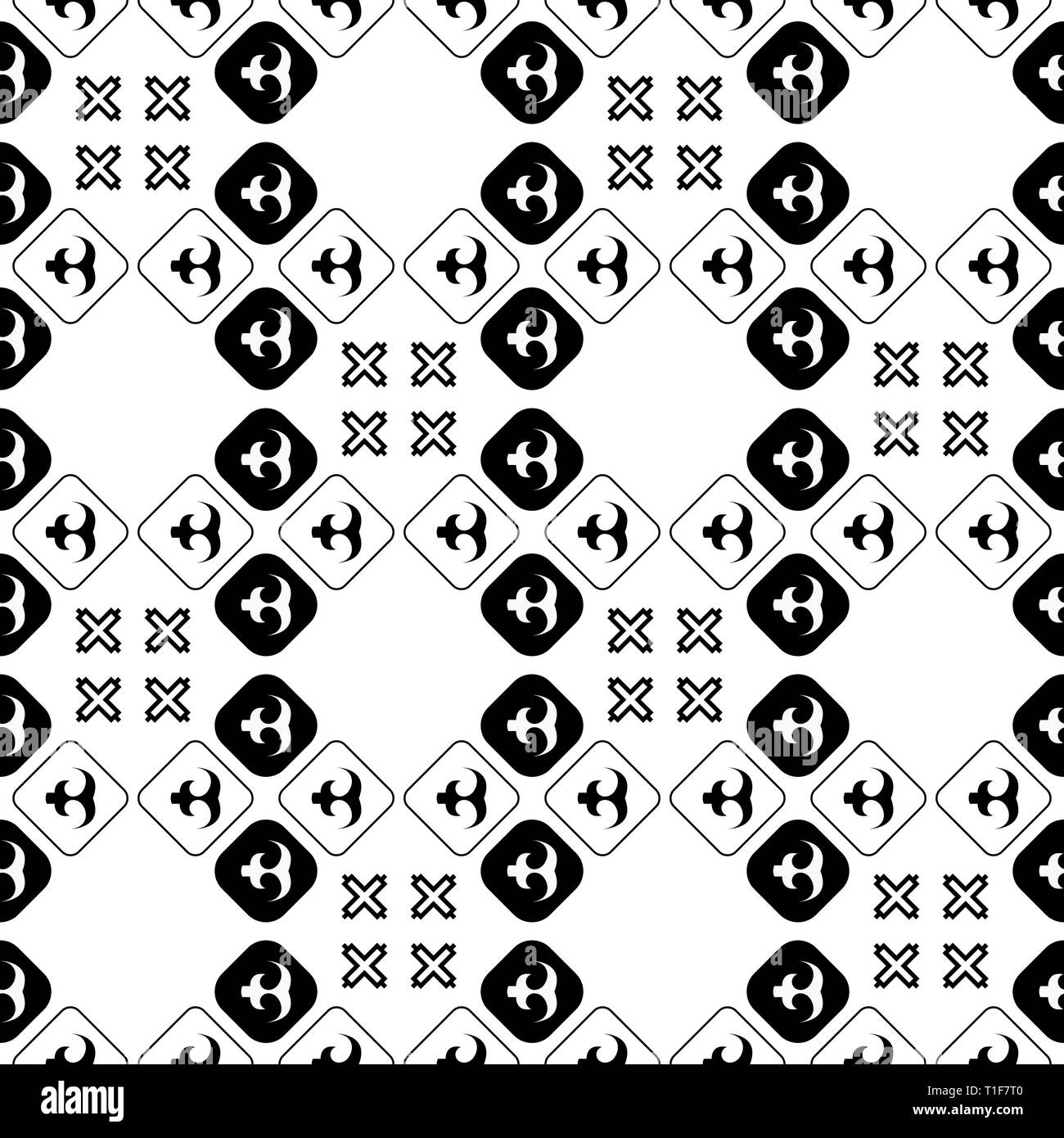 Afrique transparente Motif Adinkra - noir et blanc art numérique symboles rituel et sérigraphie nations et tribus Akans du Ghana et de la côte DIvoire. Illustration de Vecteur