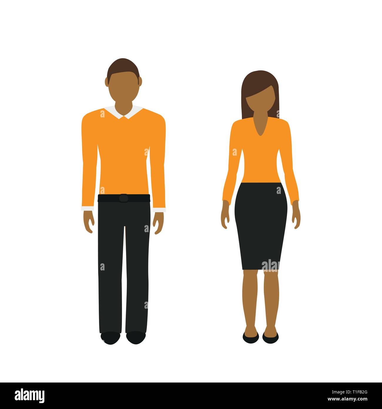 L'homme et la femme asiatique avec les cheveux bruns caractère isolé sur fond blanc vector illustration EPS10 Illustration de Vecteur