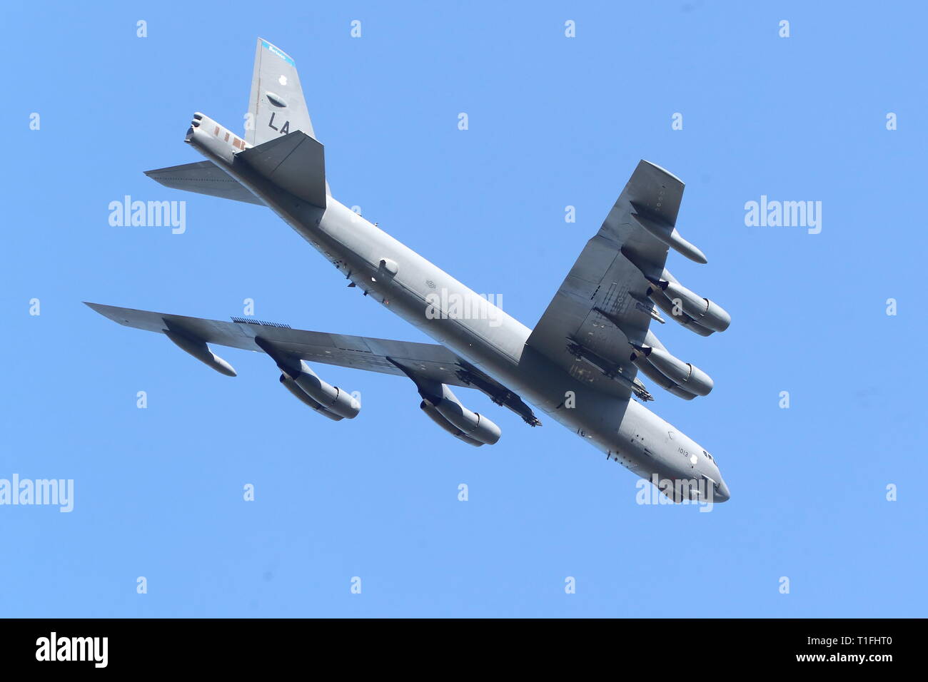 L'US Air Force un Boeing B-52 bombardiers stratégiques provenant d'un exercice militaire à RAF Fairford, UK Banque D'Images
