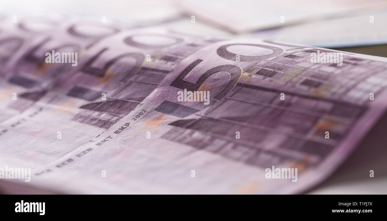 Close-up cinq houndred billets argent et argent Banque D'Images
