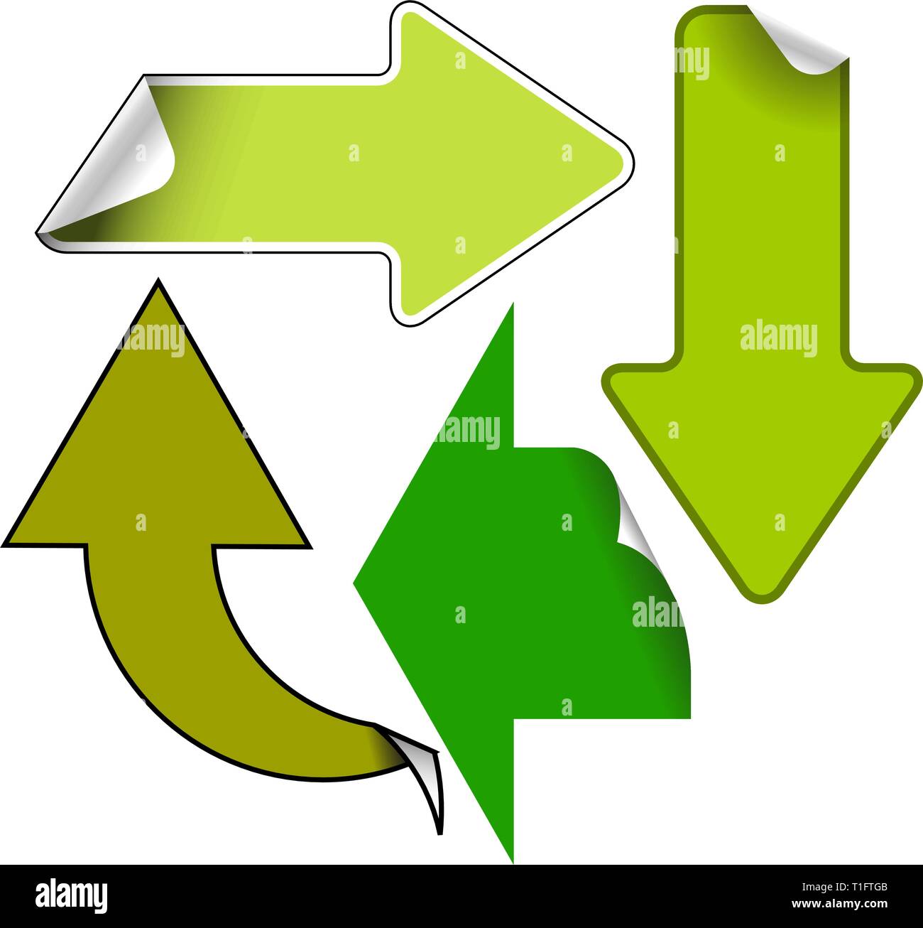 Flèches - badges autocollants et étiquettes vert Illustration de Vecteur