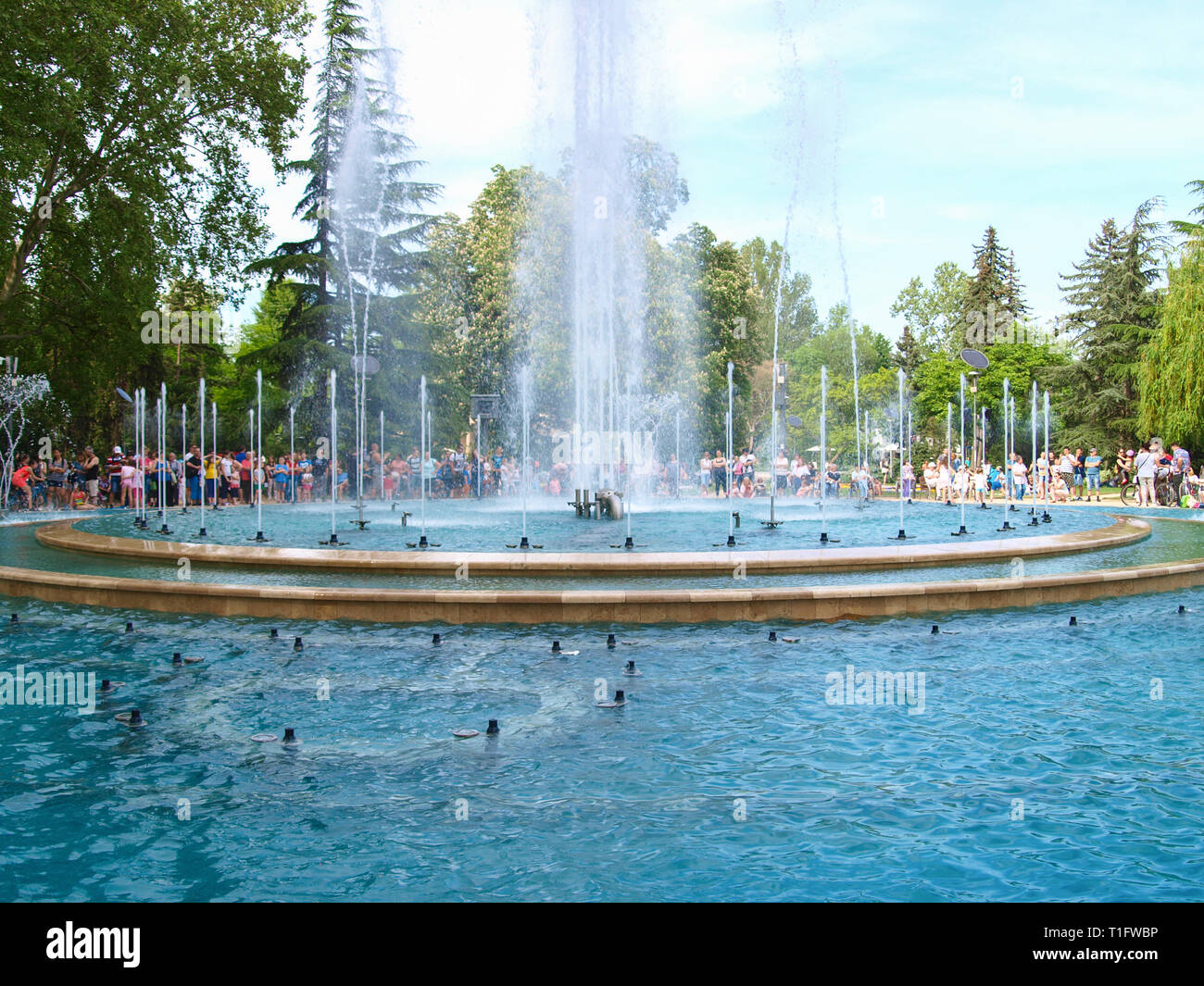 Budapest, Hongrie - Mai 01, 2018 Musique : fontaine dans l'île Marguerite attraction de Budapest Banque D'Images