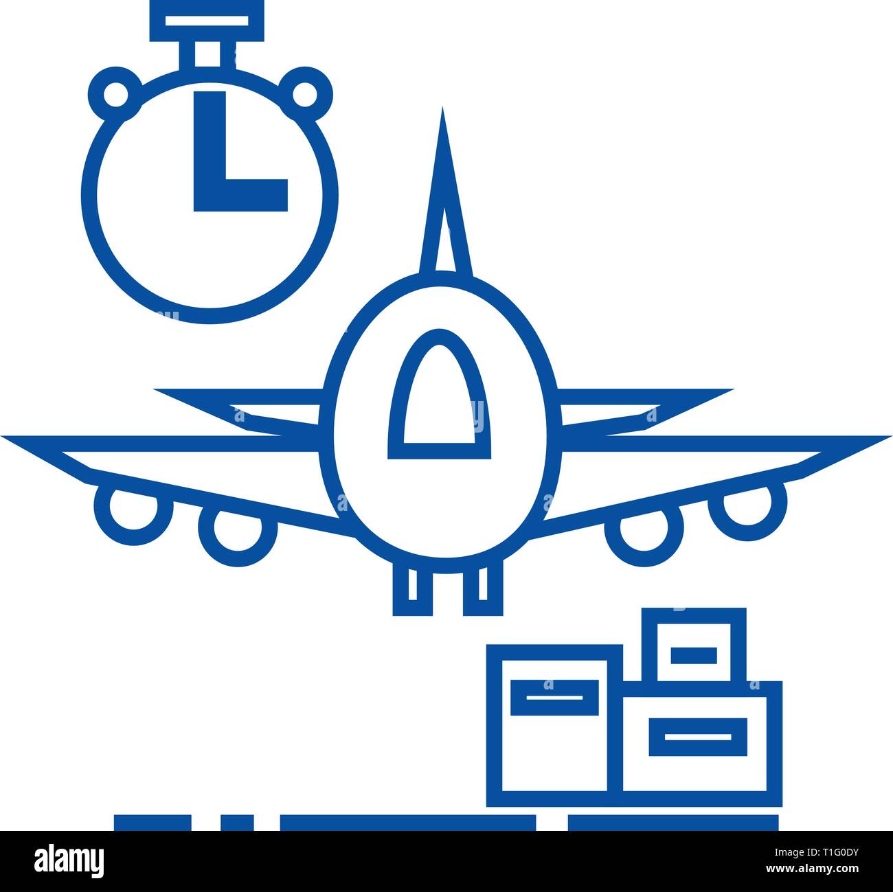 La logistique d'air,livraison rapide icône ligne concept. La logistique d'air,livraison rapide télévision vector symbole, signe, contours illustration. Illustration de Vecteur